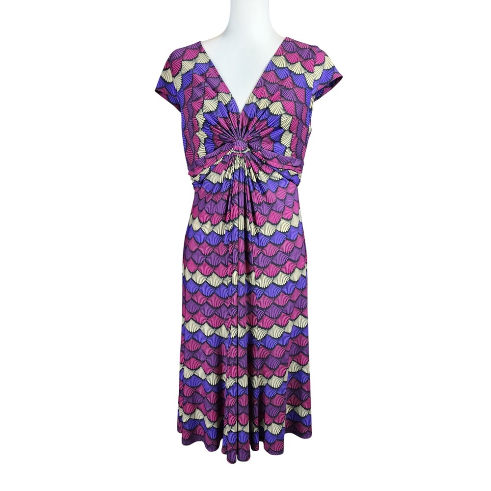 Jones New York Twist Front Fit Flare Dress Womens 8 Purple Magenta Jersey Office